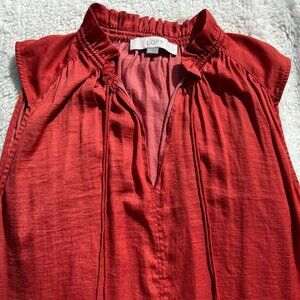 LOFT Women's Burnt Orange Tie Neck Silky Tank Top - Small